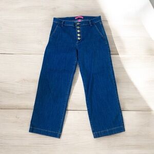 Lilly Pulitzer Dark Blue Cropped Wide-Leg Jeans